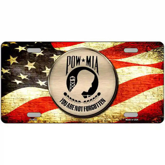 POW MIA with American Flag Metal Sign