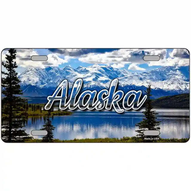 Alaska Snowy Mountains Metal Sign