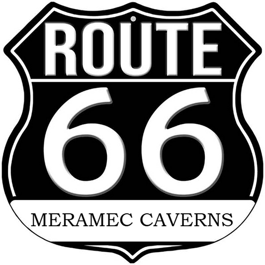 Meramec Caverns Black & White Highway Shield Metal Sign