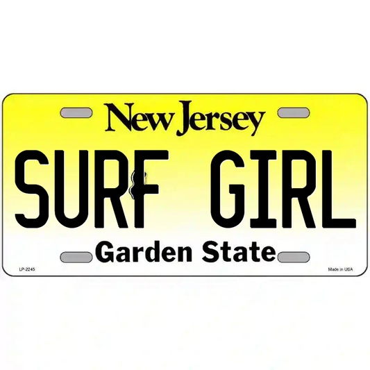 Surf Girl New Jersey Metal Sign