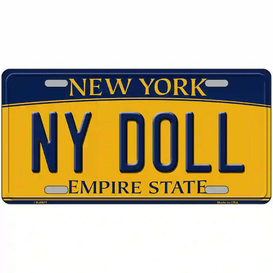 NY Doll New York Yellow Metal Sign