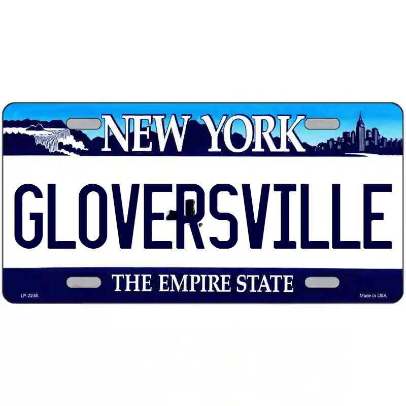 Gloversville New York Blue Metal Sign