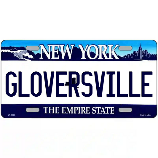 Gloversville New York Blue Metal Sign