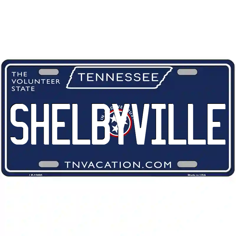 Shelbyville Tennessee Blue Metal Sign