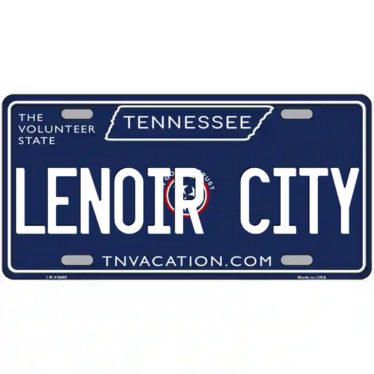Lenoir City Tennessee Blue Metal Sign
