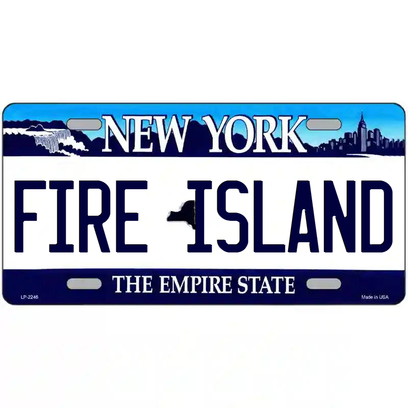 Fire Island New York Blue Metal Sign