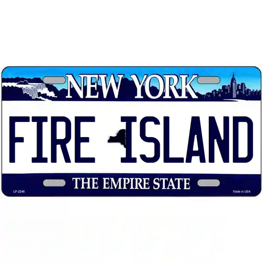 Fire Island New York Blue Metal Sign
