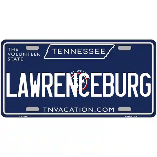 Lawrenceburg Tennessee Blue Metal Sign
