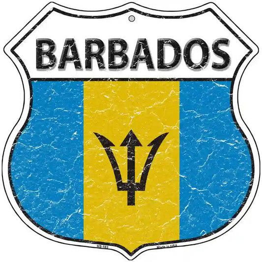 Barbados Flag Highway Shield Metal Sign