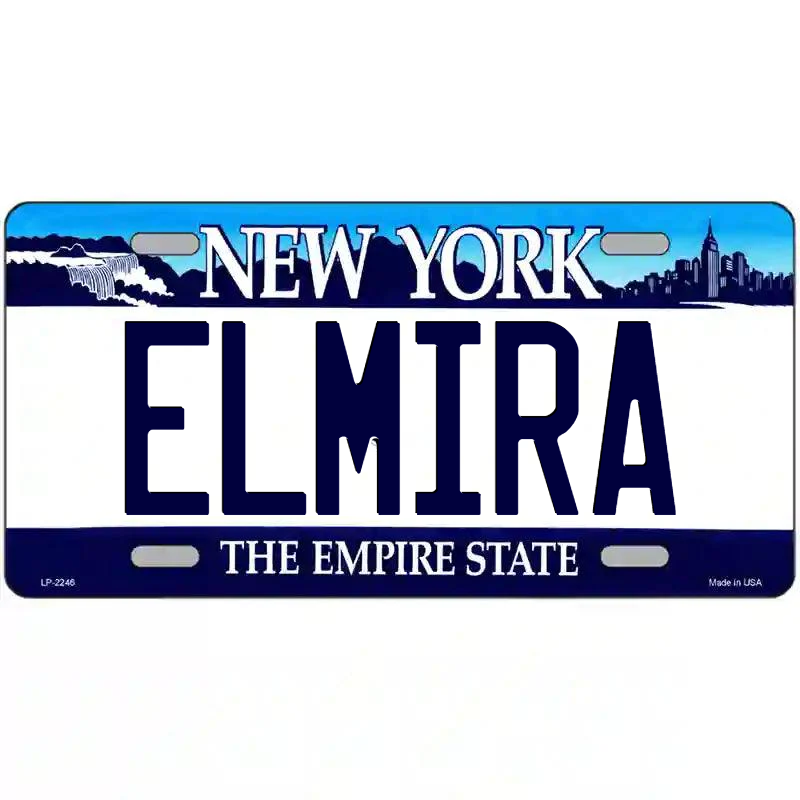 Elmira New York Blue Metal Sign