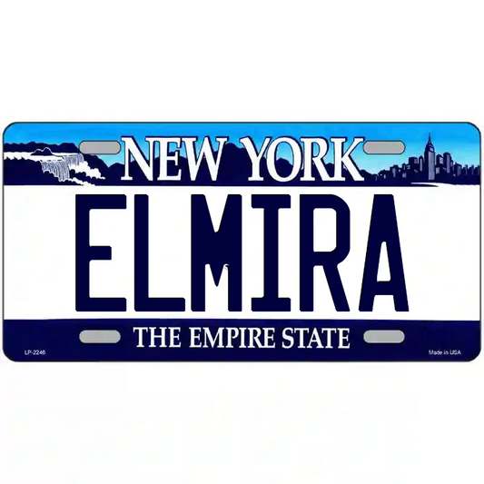 Elmira New York Blue Metal Sign