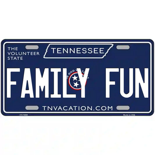 Family Fun Tennessee Blue Metal Sign