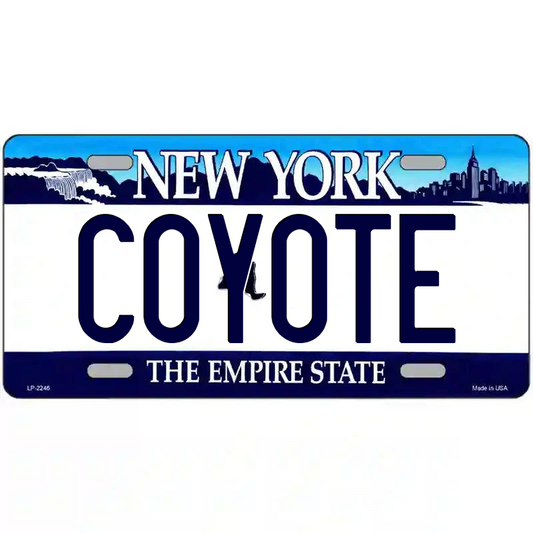 Coyote New York Blue Metal Sign