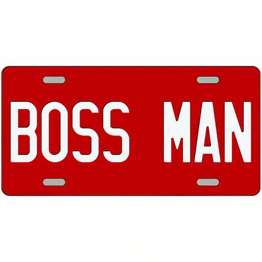 Boss Man White on Red Metal Sign