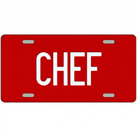 Chef White on Red Metal Sign