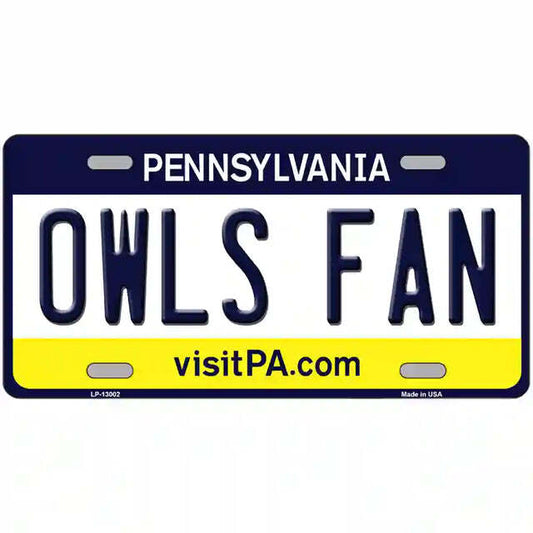 Owls Fan Pennsylvania Metal Sign
