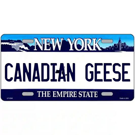 Canadian Geese New York Blue Metal Sign