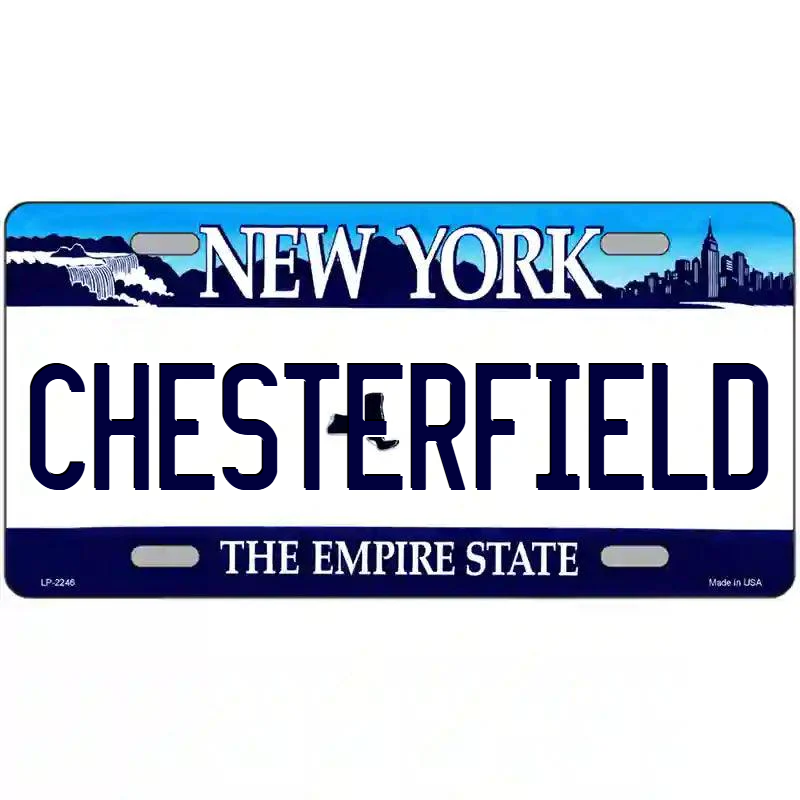 Chesterfield New York Blue Metal Sign