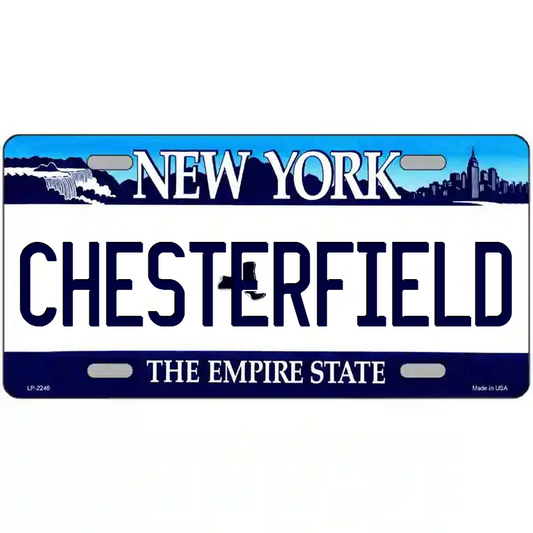 Chesterfield New York Blue Metal Sign