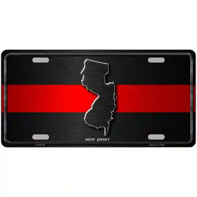 New Jersey Thin Red Line Metal Sign