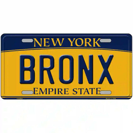 Bronx New York Yellow Metal Sign
