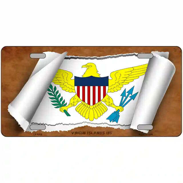 US Virgin Islands Scroll Flag Metal Sign