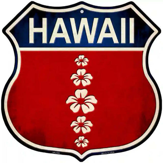 Hawaii Hibiscus Highway Shield Metal Sign