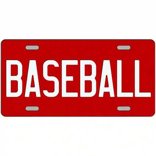 Baseball White on Red Metal Sign