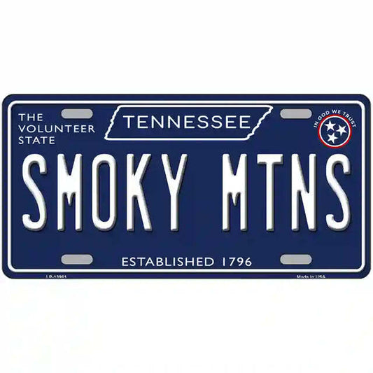 Smoky Mountains  Tennessee Blue Metal Sign