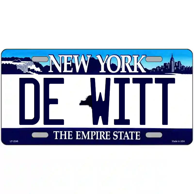 De Witt New York Blue Metal Sign