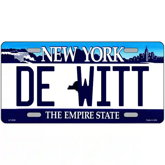 De Witt New York Blue Metal Sign