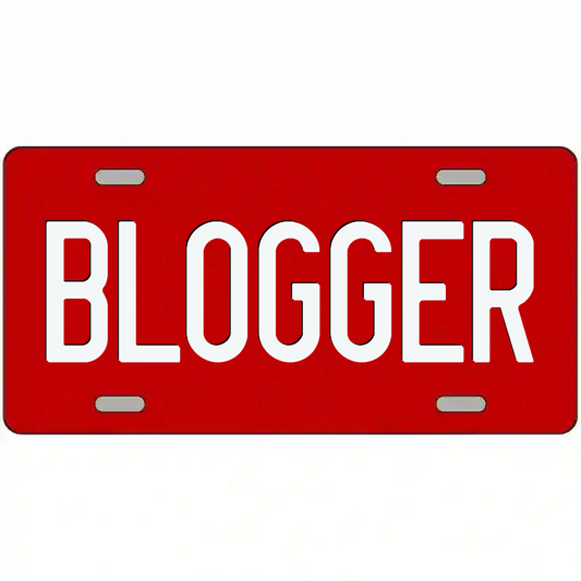 Blogger White on Red Metal Sign