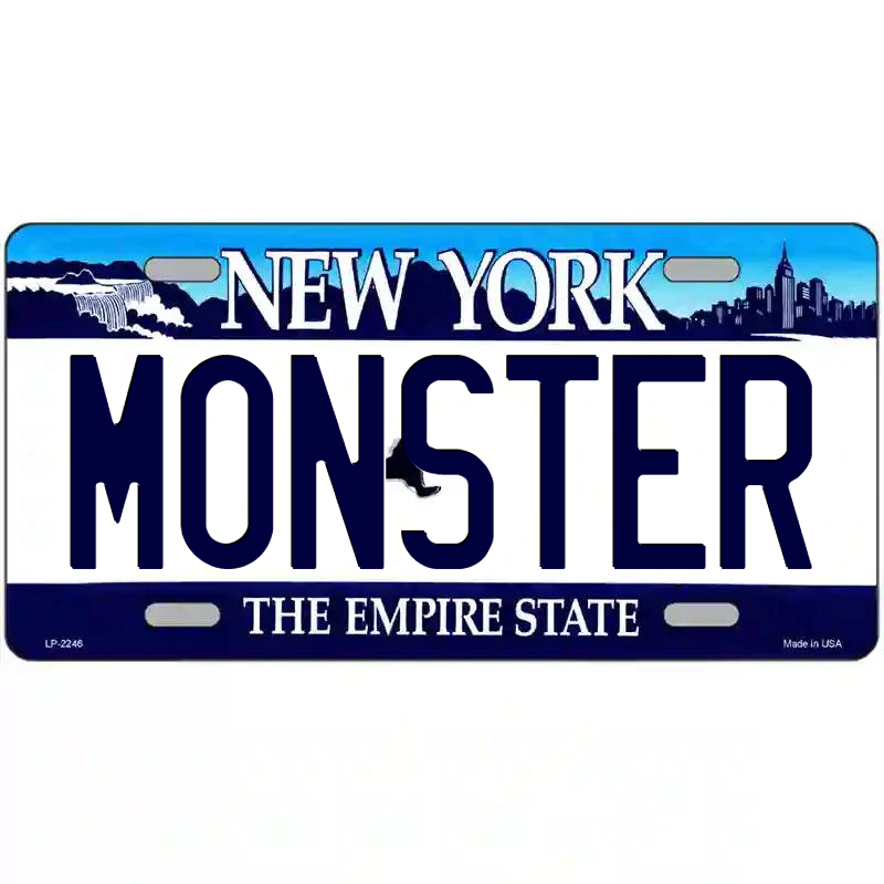 Monster New York Blue Metal Sign