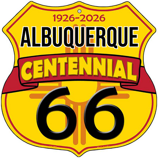 Albuquerque New Mexico Flag Route 66 Centennial Highway Shield Metal S