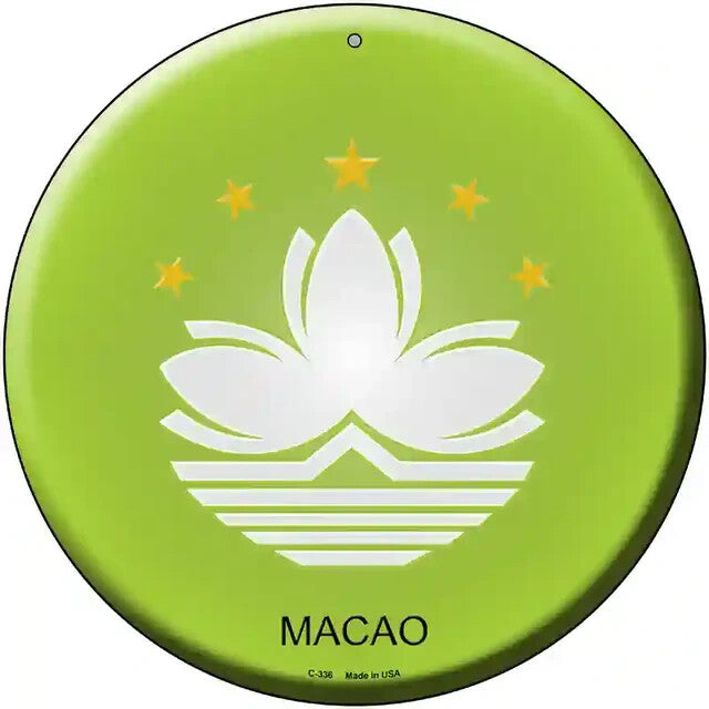 Macao Flag 12" Circle Metal Sign
