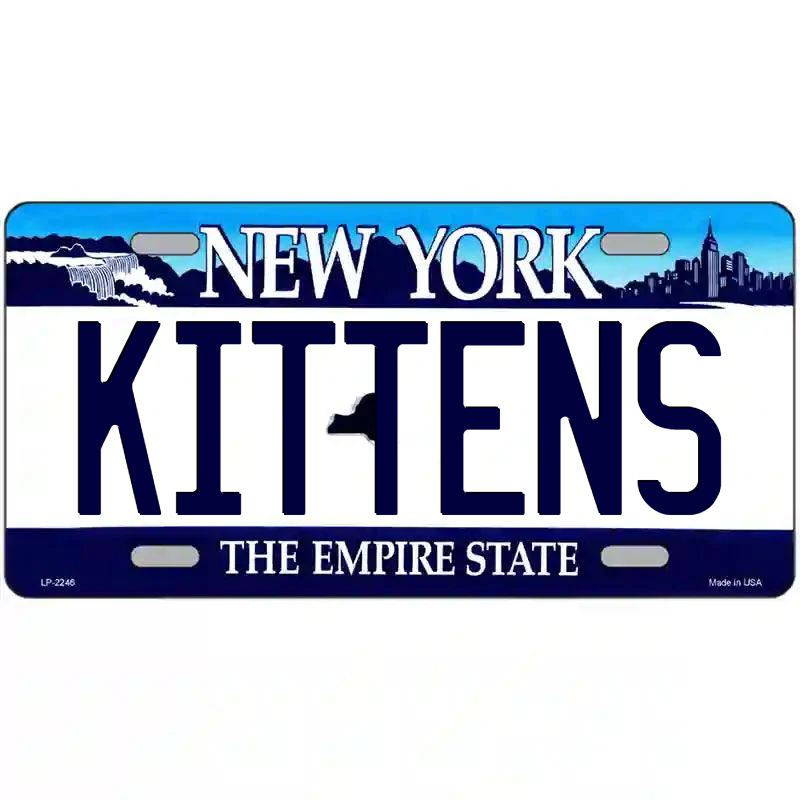 Kittens New York Blue Metal Sign