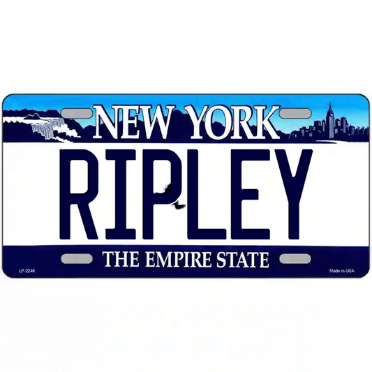 Ripley New York Blue Metal Sign