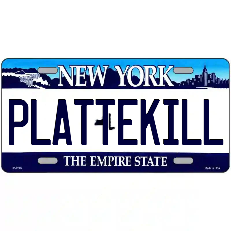 Plattekill New York Blue Metal Sign