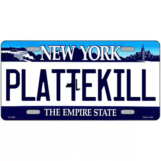 Plattekill New York Blue Metal Sign