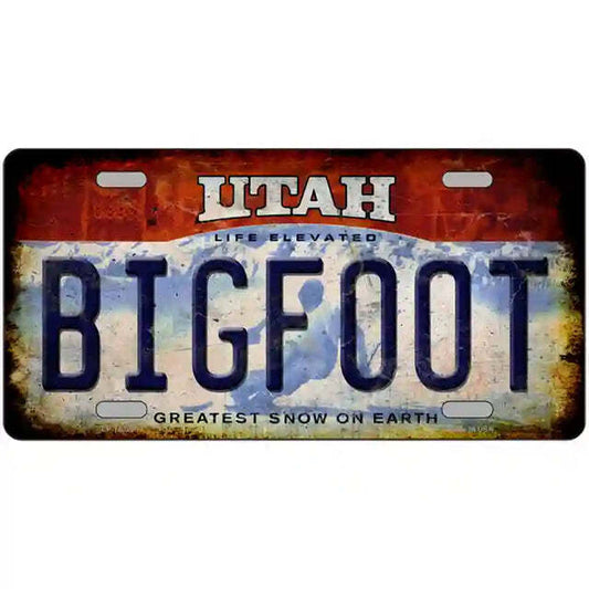 Utah Rusty Look Bigfoot Metal Sign