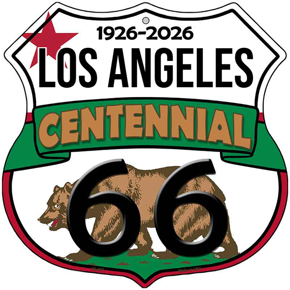 Los Angeles California Flag Route 66 Centennial Highway Shield Metal S