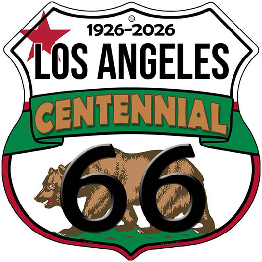 Los Angeles California Flag Route 66 Centennial Highway Shield Metal S