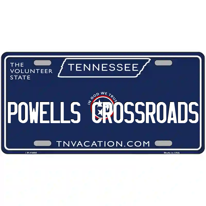 Powells Crossroads Tennessee Blue Metal Sign