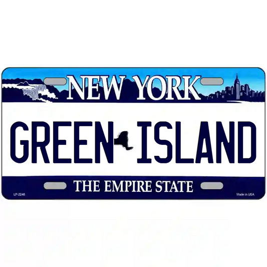 Green Island New York Blue Metal Sign
