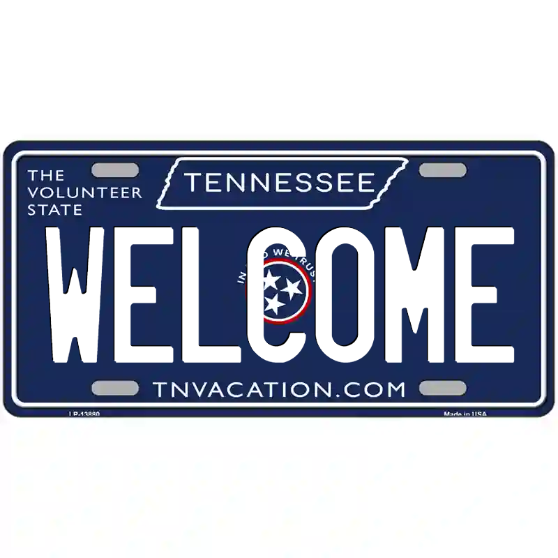 Welcome Tennessee Blue Metal Sign