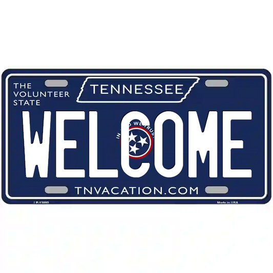 Welcome Tennessee Blue Metal Sign