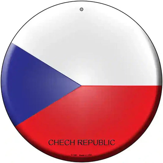 Czech Republic Flag 12" Circle Metal Sign