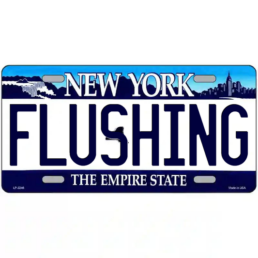 Flushing New York Blue Metal Sign