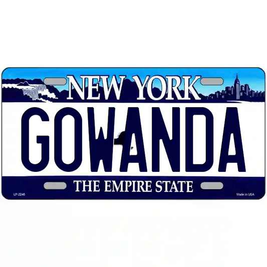 Gowanda New York Blue Metal Sign