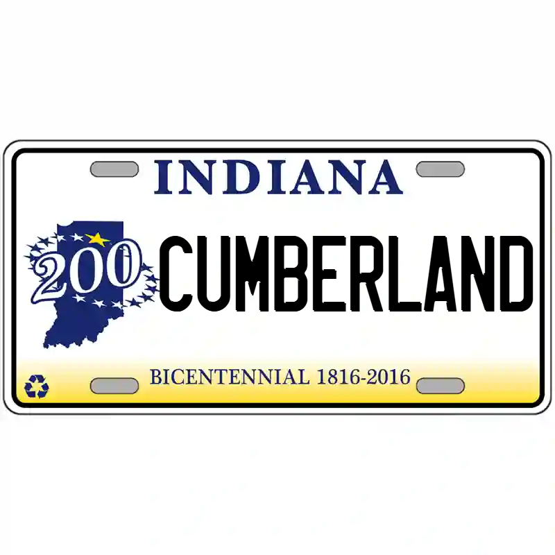 Cumberland Indiana Bicentennial Metal Sign